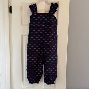 NWT Beaufort Bonnet Company Navy Floral/Heart Print Overalls